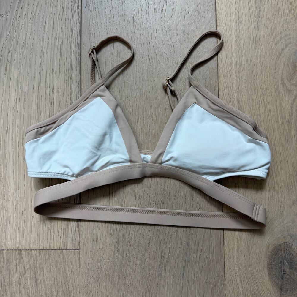 L Space Triangle Bikini Top White Nude Size S
